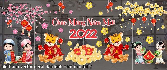 file tranh vector decal dan kinh nam moi tet 2